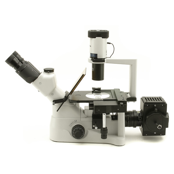 Optika XDS 3FL4, trinocular inverted fluorescence microscope, with 4 filter holders