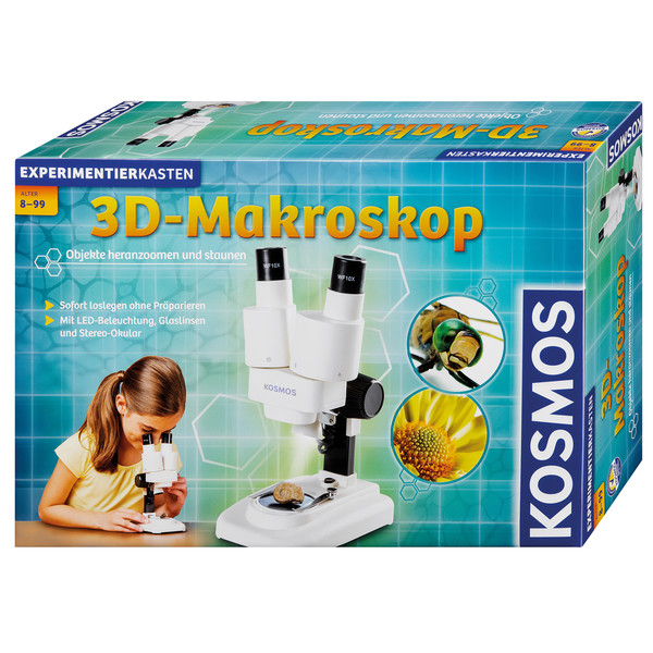 Kosmos Verlag Stereo microscope 3-D macroscope research kit, 20x, LED