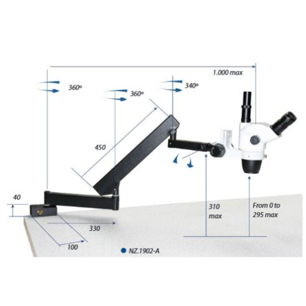 Euromex Universal stand, table-top clamp, black, without head-mount, NZ.9025 (Nexius)