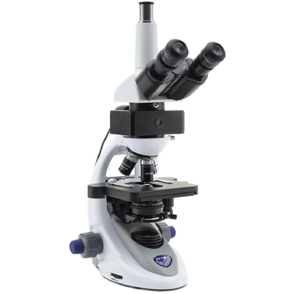 Optika Microscope B-293LD1, LED-FLUO, N-PLAN IOS, 1000x dry, blue filterset, trino