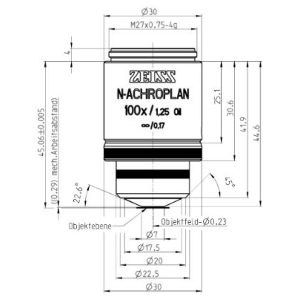 ZEISS Objective Objektiv N-Achroplan 100x/1,25 Oil M27