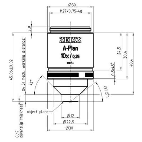 ZEISS objetivo A-Plan 10x/0,25 M27