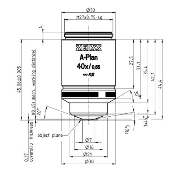 ZEISS Obiettivo A-Plan 40x/0,65 M27