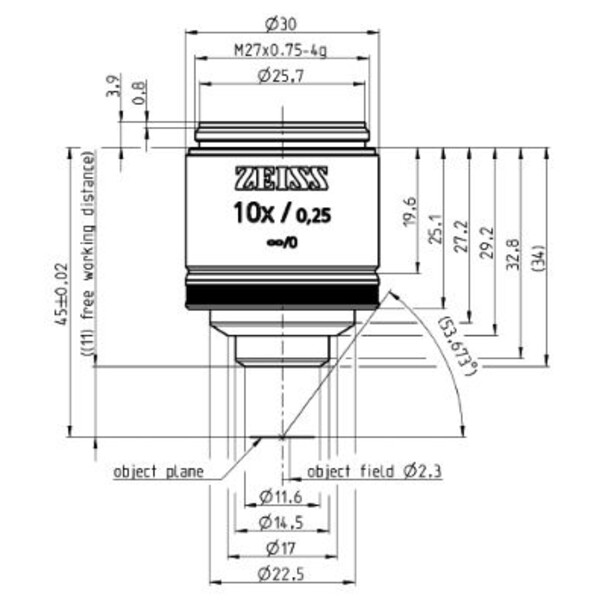 ZEISS Objective Objektiv EC Epiplan 10x/0,25 M27