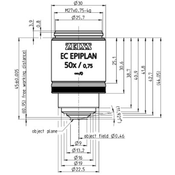 ZEISS Obiettivo Objektiv EC Epiplan 50x/0,75 M27