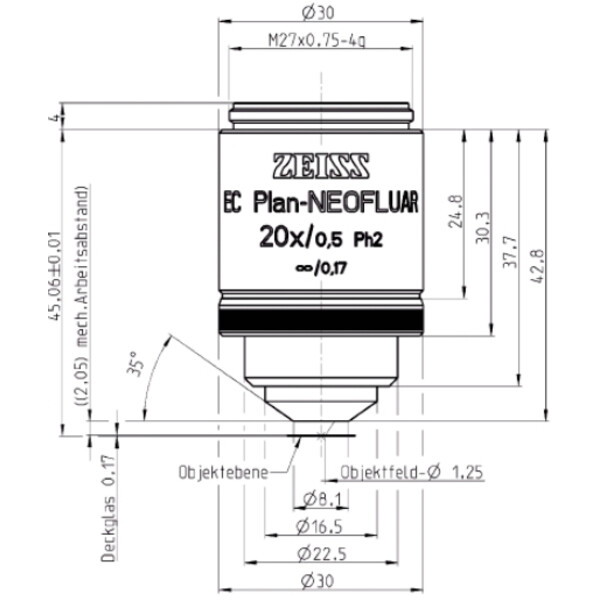 ZEISS Objectief Objektiv EC Plan-Neofluar, Ph2, 20x/0,50  wd=2,0mm