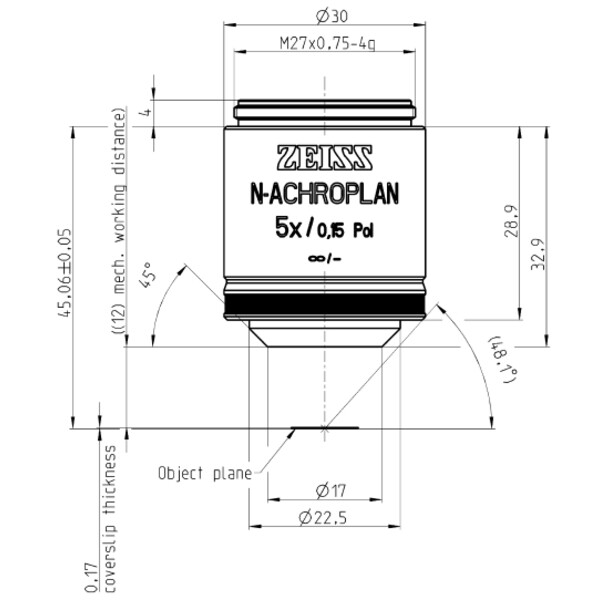 ZEISS Objective N-Achroplan 5x/0.15 Pol wd=12.0mm