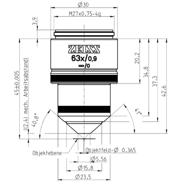 ZEISS Objective Objektiv W N-Achroplan 63x/0,9 wd=2,4mm