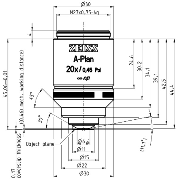 ZEISS Objektiv A-Plan 20x/0,45 Pol wd=0,46mm