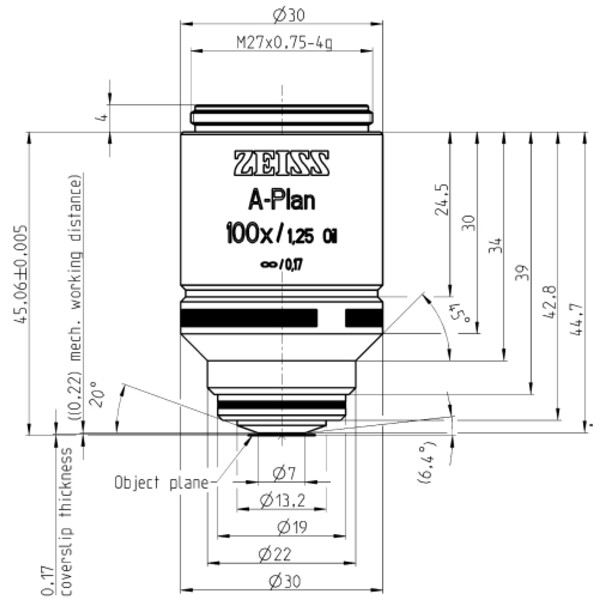 ZEISS Objectief Objektiv A-Plan 100x/1,25 Oil wd=0,22mm