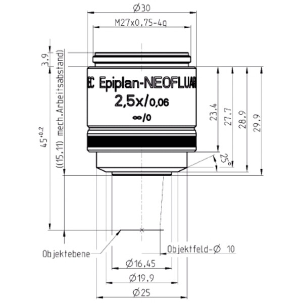 ZEISS Obiettivo Objektiv EC Epiplan-Neofluar 2,5x/0,06 wd=15,1mm