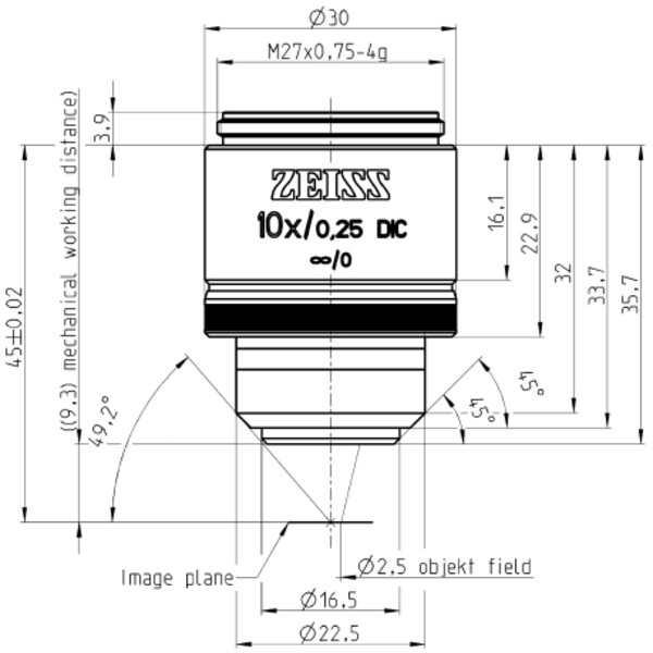 ZEISS Objective Objektiv EC Epiplan-Neofluar 10x/0,25 DIC wd=9,3mm