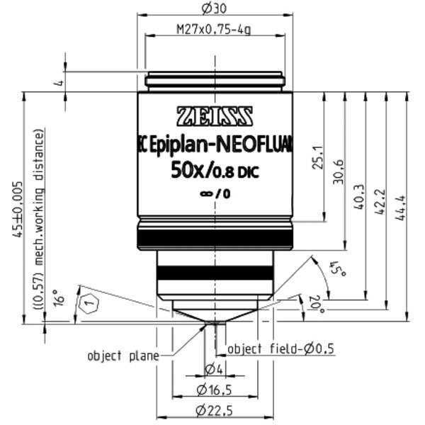 ZEISS Obiettivo EC Epiplan-Neofluar 50x/0,8 DIC wd=0,57mm