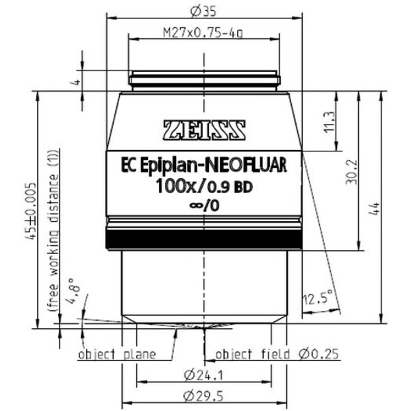 Objectif ZEISS Objektiv EC Epiplan-Neofluar 100x/0,9 HD wd=1,0mm