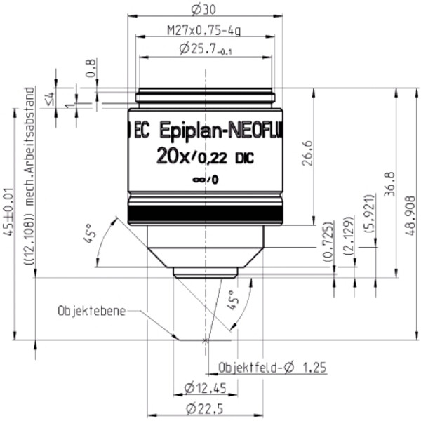 ZEISS Objective Objektiv LD EC Epiplan-Neofluar 20x/0,22 DIC wd=12,1mm