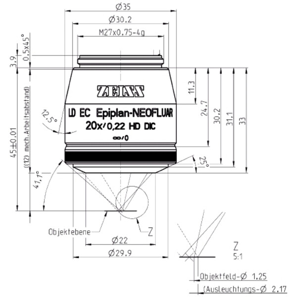 ZEISS Objectief Objektiv LD EC Epiplan-Neofluar 20x/0,22 HD DIC wd=12,0mm