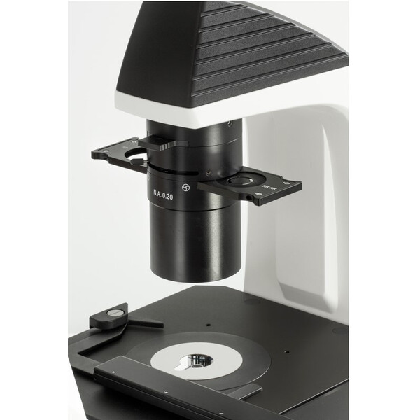 Kern Inverted microscope OCM 166, FL, PH, trino, inverse, Abbe N.A. 0.3 fixed condenser, 10x-40x, 30W LED, Al, 100W HBO, Dl