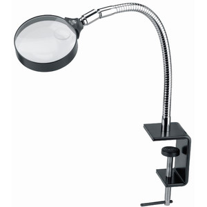 Schweizer Magnifying glass Work stand magnifier Table clamp, 2x/Ø120mm, biconvex