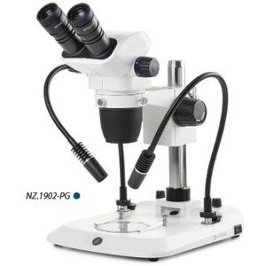 Euromex Stereo zoom microscope NZ.1902-PG, 6.7-45x, Column, 2 Goosenecks, Transmitted light, bino