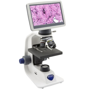 Optika Microscope B-152R-PLV, digital, mono, DIN, n-plan, 40x-400x, X-LED 1W, 2 MP, 30fps, LCD, +head, rechargeable battery