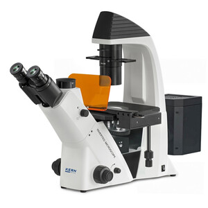 Kern Omgekeerde microscoop OCM 168, FL, PH, trino, Abbe-N.A.-0,3-Kondensor fix, 10x-40x, 5W LED, Al/Dl