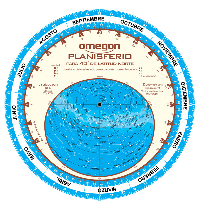 Omegon Sternkarte Planisferio 25cm / 40°