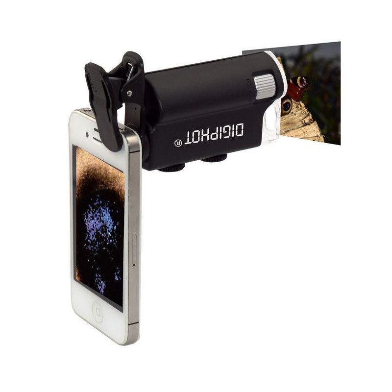 DIGIPHOT PM-6001 pocket microscope, Smartphone clip, 60X-100X