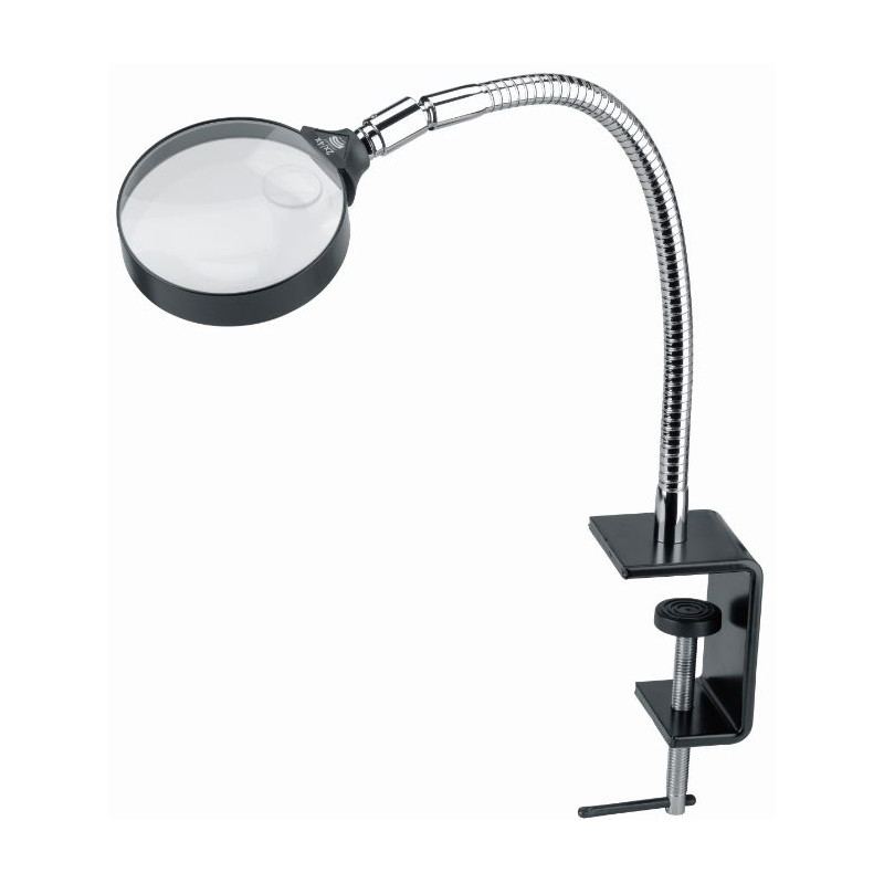 Schweizer Magnifying glass Work stand magnifier Table clamp, 2x/Ø120mm, biconvex