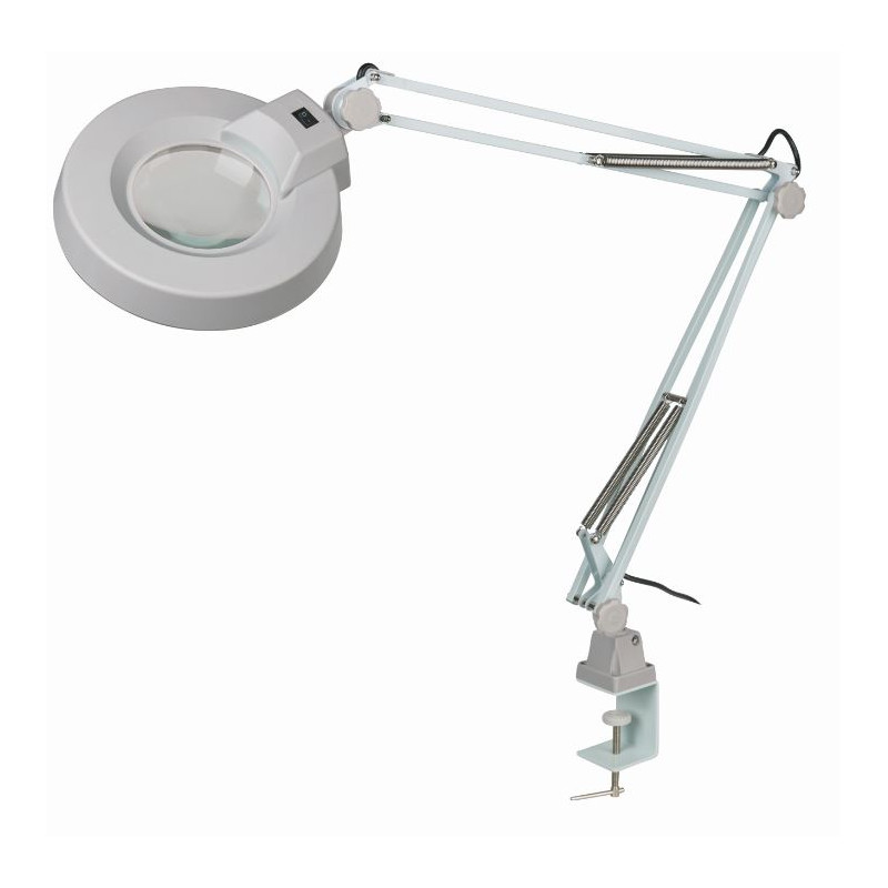 Schweizer Magnifying lamp scissor arm table clamp, 2x/Ø125mm, biconvex, 22W