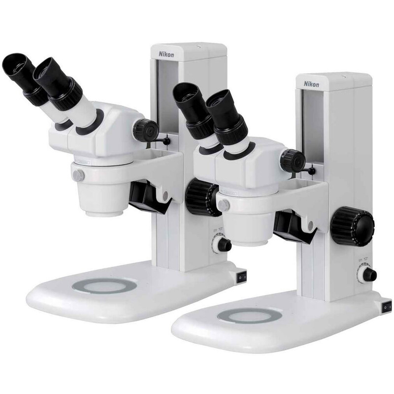 Nikon Stereo zoom microscope SMZ445, bino, 0.8x-3.5x, 45°, FN21, W.D.100mm, single-arm stand