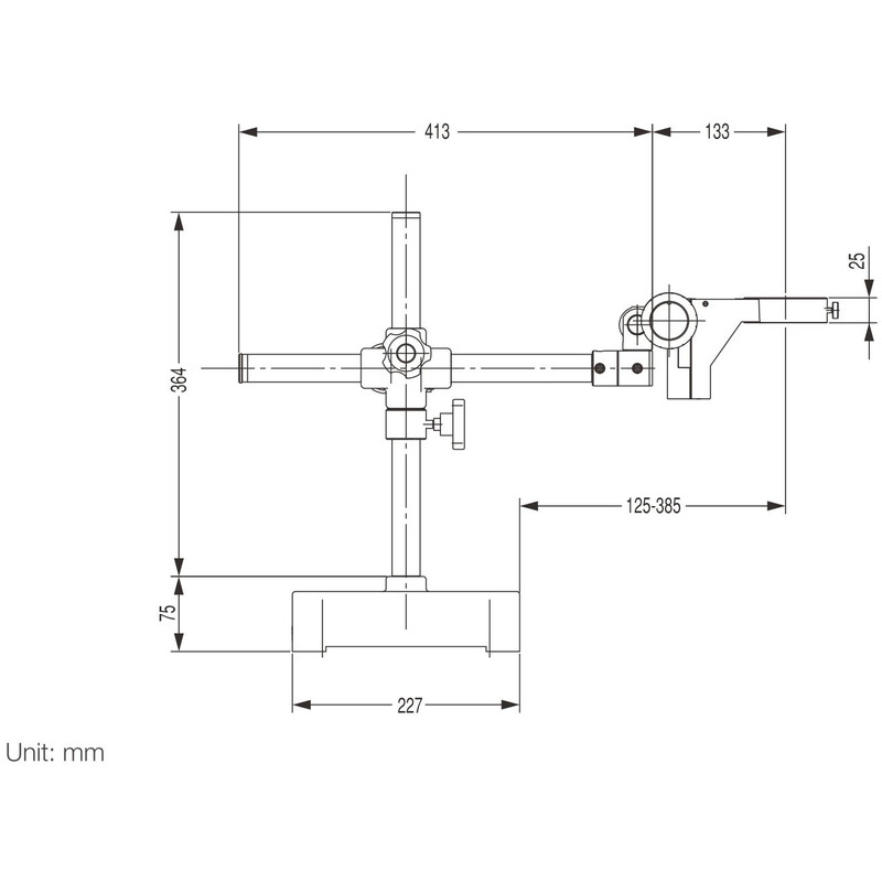 Nikon Zoom-Stereomikroskop SMZ445, bino, 0.8x-3.5x, 45°, FN21, W.D.100mm, Einarmstativ