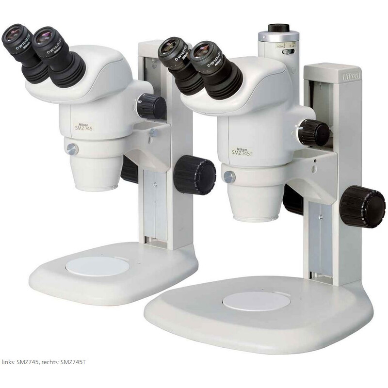 Nikon Stereo zoom microscope SMZ745, bino, 0.67x-5x,45°, FN22, W.D.115mm, single-arm stand