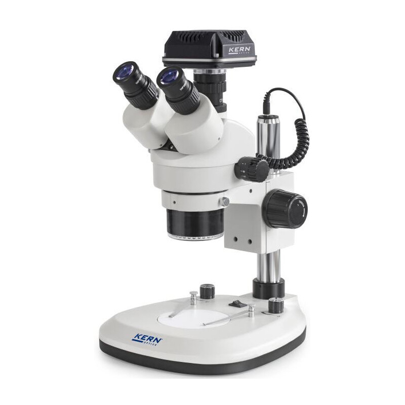 Kern Microscope OZL 466C825, Greenough, Column, 7-45x, 10x/20, Transmitted light 3W LED, Ringl., Camera 5MP, USB 2.0