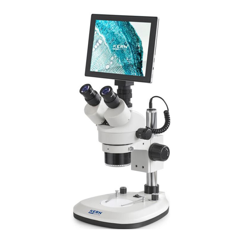 Microscope Kern OZL 466C241, Greenough, Säule, 7-45x, 10x/20, Auf-Durchlicht, 3W LED, Ringl.Kamera 5MP, USB 2.0, HDMI, WiFi, Tablet