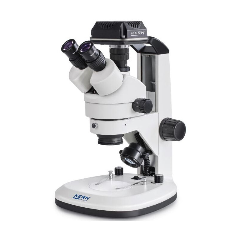 Kern Microscope OZL 468C825, Greenough, Gear rack, 7-45x, 10x/20, Reflected light 3W LED, Camera 5MP, USB 2.0