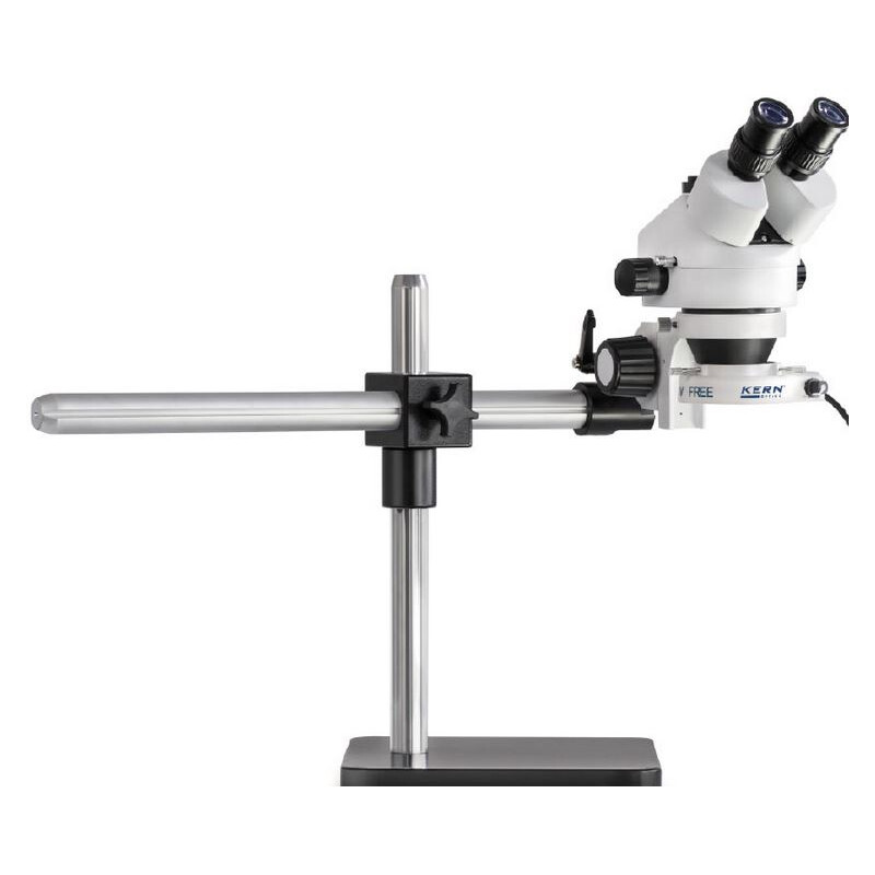 Kern Stereo zoom microscope OZL 961, bino, 0.7-4.5x, telescopic arm Tripod (plate), LED Ringl