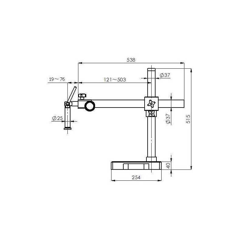 Kern Zoom-Stereomikroskop OZM 912, bino, 7x-45x, HSWF 10x23 mm, Stativ, Einarm (430 mm x 385 mm) m. Tischplatte, Ringlicht LED 4.5 W