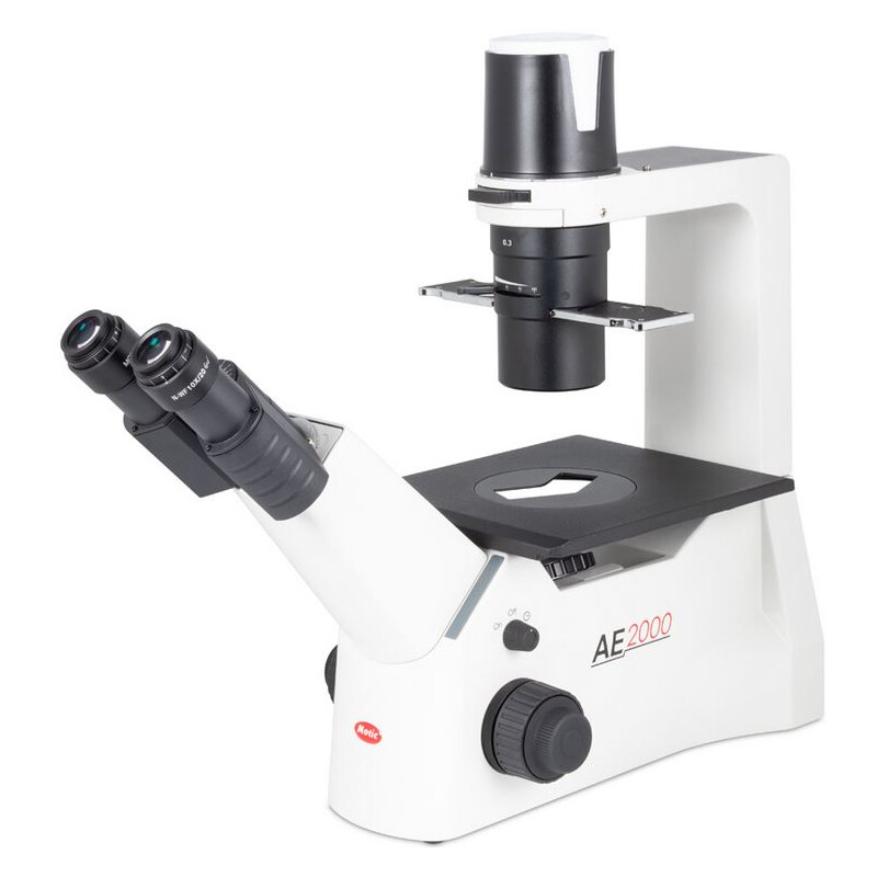 Microscope inversé Motic AE2000 bino, infinity 40x-200x, phase, Hal, 30W