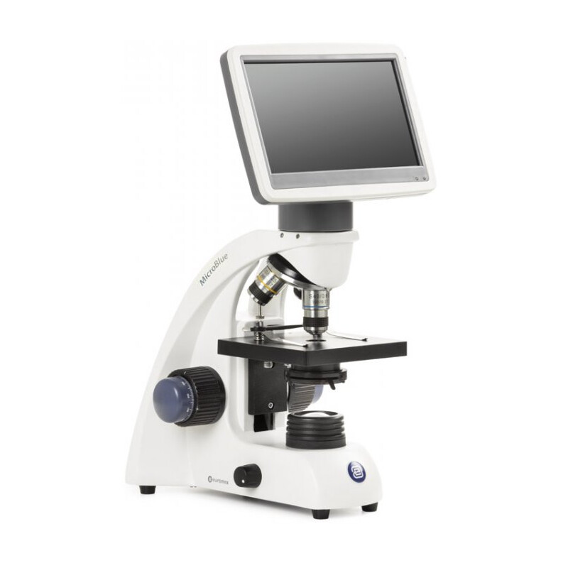 Microscope Euromex MicroBlue, MB.1001-LCD, 5.6 inch LCD Bildschirm, Achr. 4/10/S40x Objektive, DIN 35mm perf., 40x - 400x, LED, 1W, einfacher Objekttisch