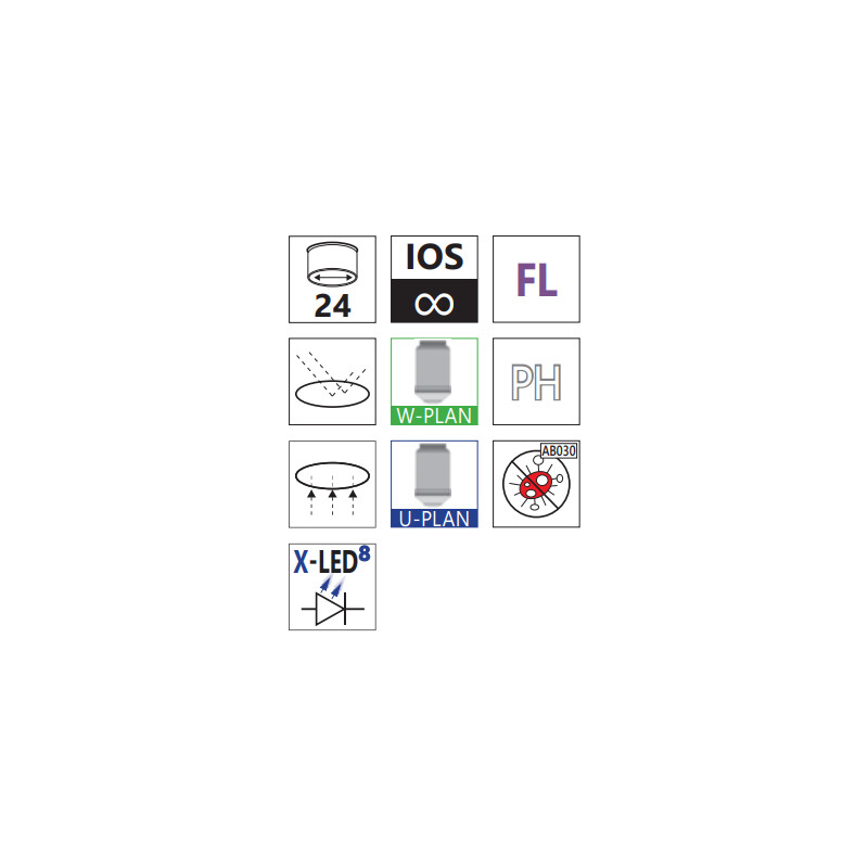 Optika Microscopio invertido IM-5FLD, FL, trino, invers, 10x24mm,  AL/DL, LED 5W, 8W w.o. objectives