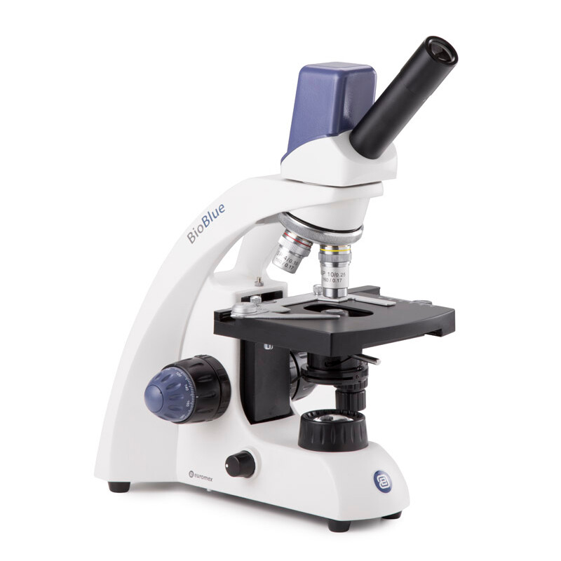 Euromex BioBlue microscope, BB.4225, digital, mono, DIN, 40x - 400x, 10x/18, LED, 1W, w. cross table