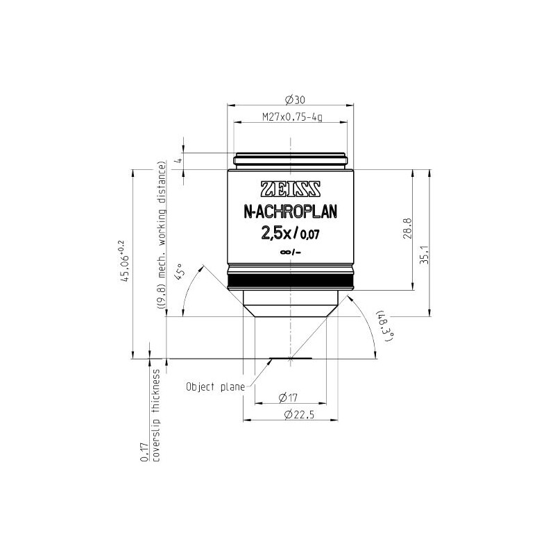 ZEISS Obiettivo Objektiv N-Achroplan 2,5x/0,07 M27