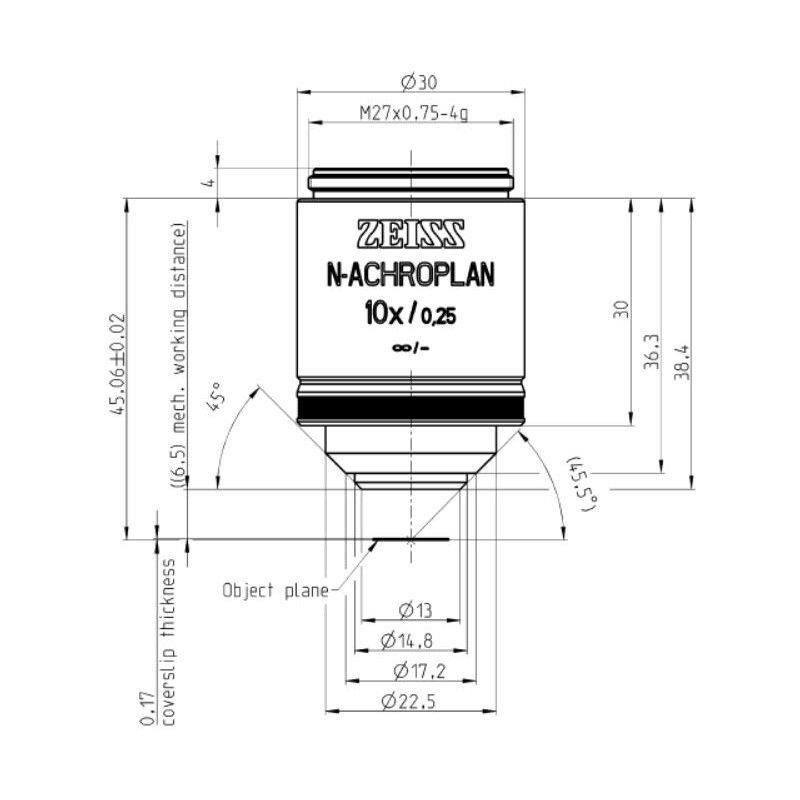 ZEISS Obiettivo Objektiv N-Achroplan 10x/0,25 M27