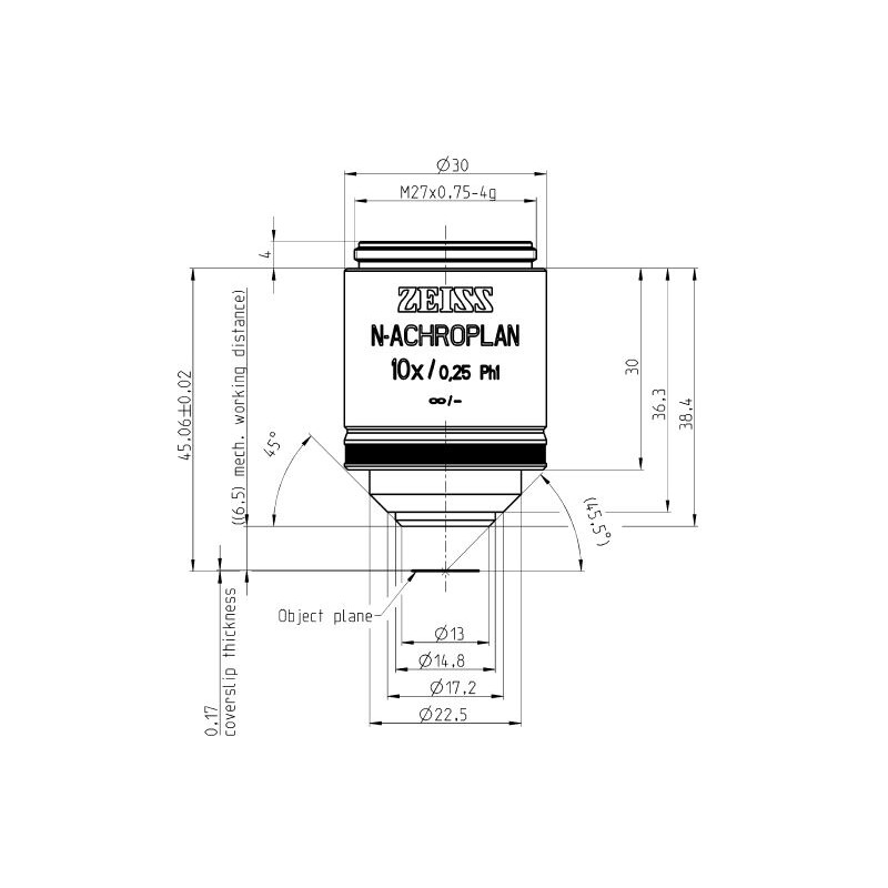 Objectif ZEISS Objektiv N-Achroplan 10x/0,25 Ph1 M27