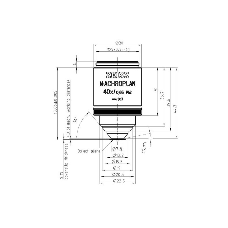 ZEISS Obiettivo Objektiv N-Achroplan 40x/0,65 Ph2 M27