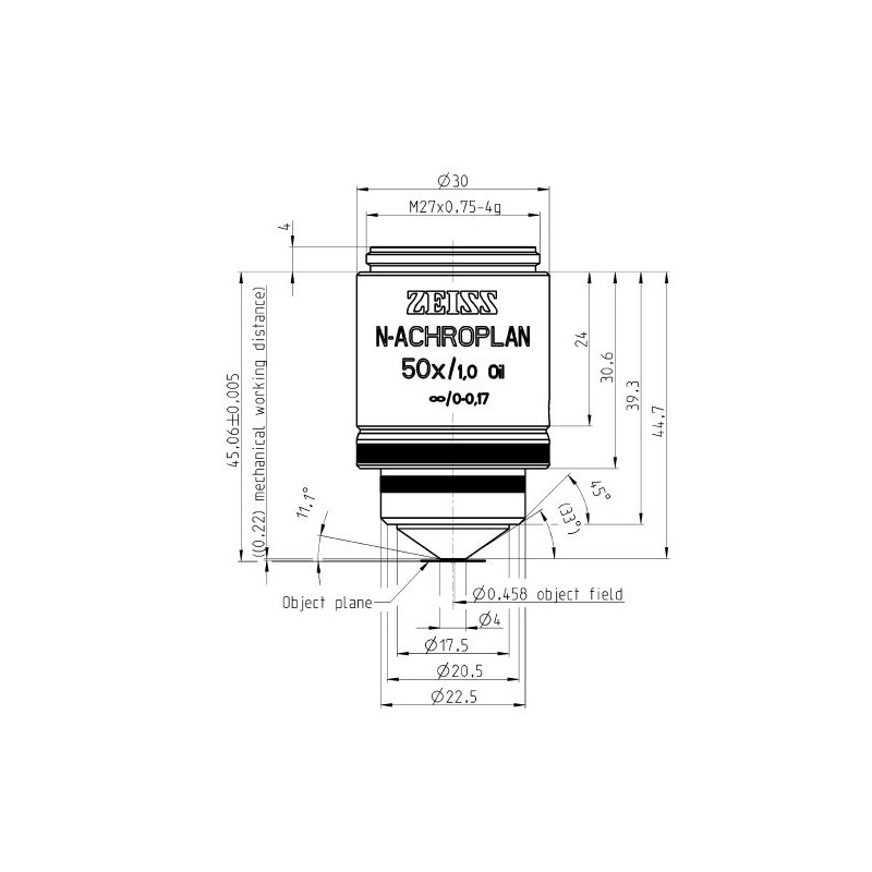 ZEISS Obiettivo Objektiv N-Achroplan 50x/1,0 Oil M27