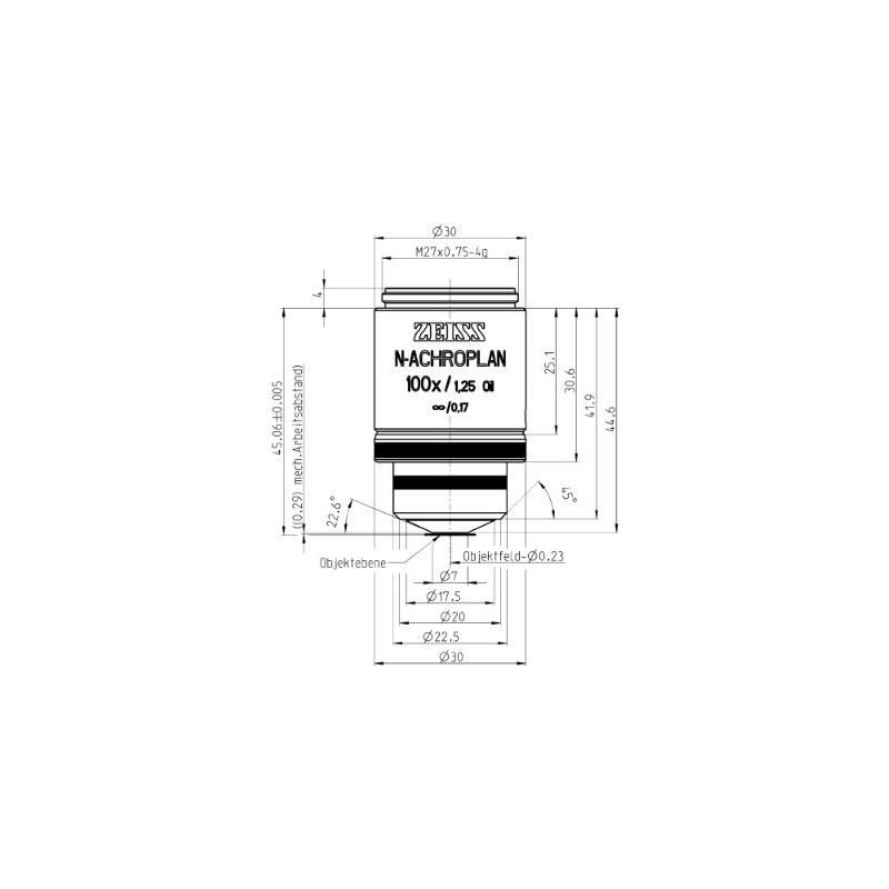 Objectif ZEISS Objektiv N-Achroplan 100x/1,25 Oil M27