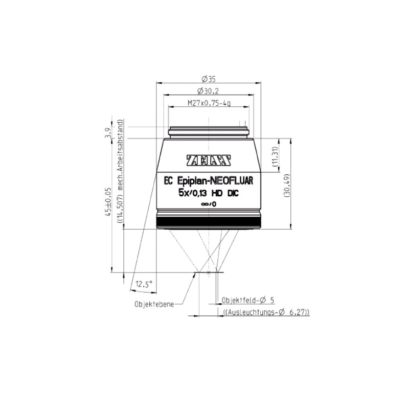 ZEISS Objective EC Epiplan-Neofluar, HD, DIC, 5x/0,13 wd=14,5