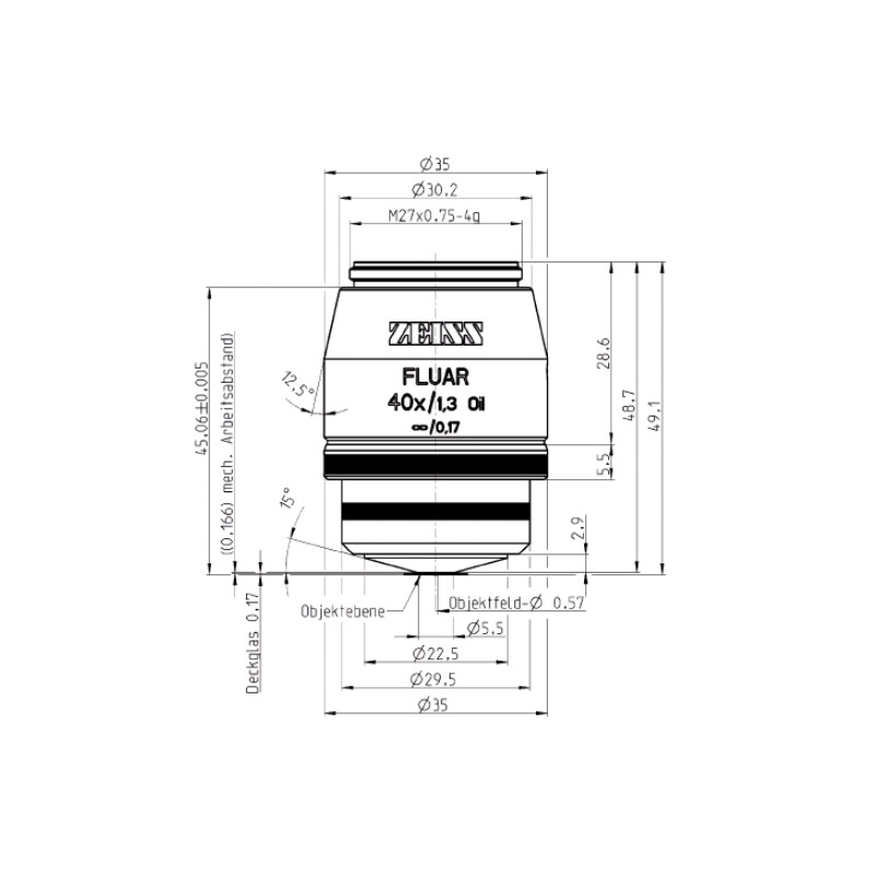 ZEISS Obiettivo Objektiv Fluar 40x/1,30 Oil incl., wd=0,16mm