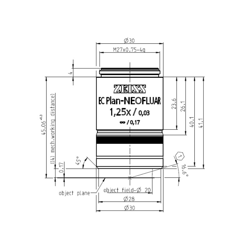 ZEISS Objectief Objektiv EC Plan-Neofluar, 1,25x/0,03 wd=4,0mm